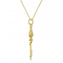 Diamond Heart Key Pendant Necklace 14k Yellow Gold (0.18ct)