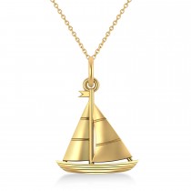 Sailboat Pendant Necklace 14k Yellow Gold