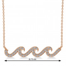 Diamond Waves Charm Pendant Necklace 14k Rose Gold (0.34ct)