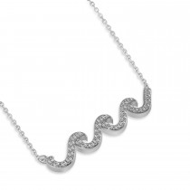 Diamond Waves Charm Pendant Necklace 14k White Gold (0.34ct)