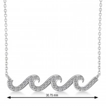 Diamond Waves Charm Pendant Necklace 14k White Gold (0.34ct)