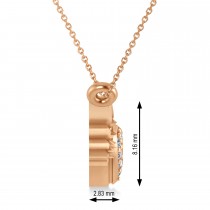 Diamond Heart & Angel Wings Pendant Necklace 14k Rose Gold (0.05ct)