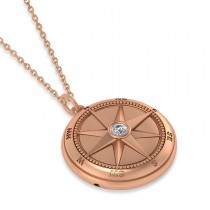 Diamond Compass Locket Necklace 14k Rose Gold (0.10ct)