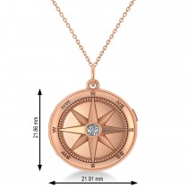 Diamond Compass Locket Necklace 14k Rose Gold (0.10ct)
