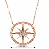 Diamond Compass Men's Pendant Necklace 14k Rose Gold (0.25ct)