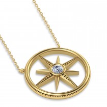 Diamond Compass Men's Pendant Necklace 14k Yellow Gold (0.25ct)