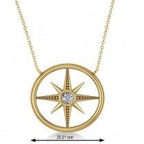 Diamond Compass Men's Pendant Necklace 14k Yellow Gold (0.25ct)