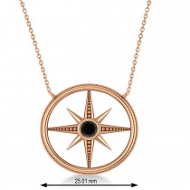 Black Diamond Compass Men's Pendant Necklace 14k Rose Gold (0.25ct)