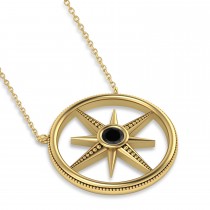 Black Diamond Compass Men's Pendant Necklace 14k Yellow Gold (0.25ct)