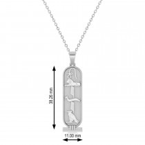 Egyptian Cartouche Pendant Necklace 14k White Gold