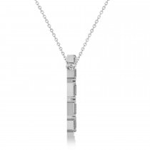 Diamond Baguette Formed Circle of Life Pendant Necklace 14k White Gold (1.82ct)