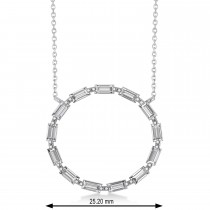 Moissanite Baguette Formed Circle of Life Pendant Necklace 14k White Gold (1.82ct)