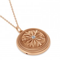 Diamond Snowflake Designed Locket Necklace 14k Rose Gold (0.05ct)