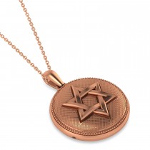 Jewish Star of David Locket Pendant Necklace 14K Rose Gold