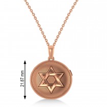 Jewish Star of David Locket Pendant Necklace 14K Rose Gold