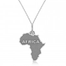 Map of Africa Pendant Necklace 14K White Gold