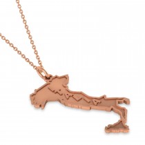 Map of Italy Pendant Necklace 14K Rose Gold