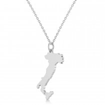 Map of Italy Pendant Necklace 14K White Gold