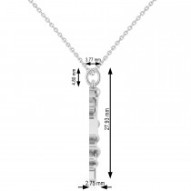 Caduceus Dental Hygienist Pendant Necklace 14k White Gold