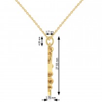 Caduceus Dental Hygienist Pendant Necklace 14k Yellow Gold