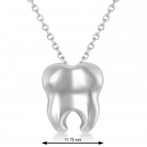 Tooth Pendant Necklace 14k White Gold