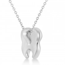 Diamond Inserted Tooth Pendant Necklace 14k White Gold
