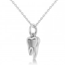 Molar Tooth Pendant Necklace 14k White Gold