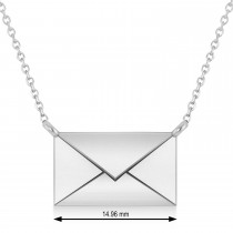 Engravable Love Letter Envelope Pendant Necklace 14k White Gold