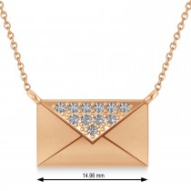 Engravable Diamond Love Letter Envelope Pendant Necklace 14k Rose Gold (0.17ct)