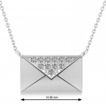 Engravable Diamond Love Letter Envelope Pendant Necklace 14k White Gold (0.17ct)