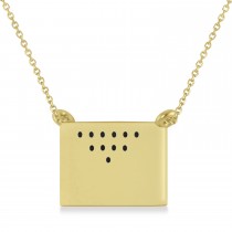 Engravable Diamond Love Letter Envelope Pendant Necklace 14k Yellow Gold (0.17ct)