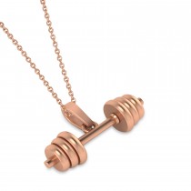 Dumbbell Charm Men's Pendant Necklace 14K Rose Gold