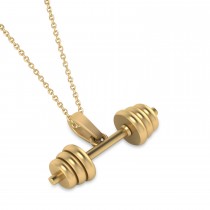 Dumbbell Charm Men's Pendant Necklace 14K Yellow Gold