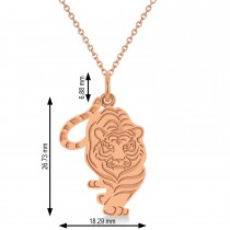 Tiger Shaped Charm Pendant Necklace 14k Rose Gold