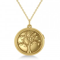 Tree of Life Locket Necklace 14k Yellow Gold