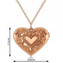 Floral Heart Locket Necklace 14k Rose Gold