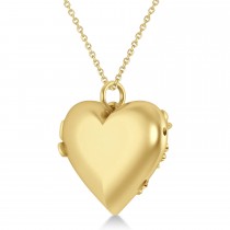 Floral Heart Locket Necklace 14k Yellow Gold