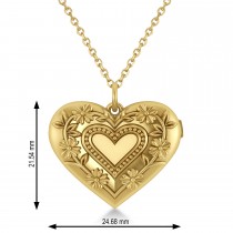 Floral Heart Locket Necklace 14k Yellow Gold
