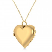 Heart with Cross Locket Pendant Necklace 14K Yellow Gold