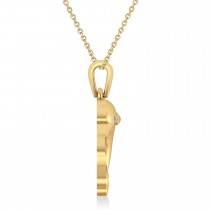 Diamond-Eyed Dolphin Pendant Necklace 14k Yellow Gold (0.01ct)