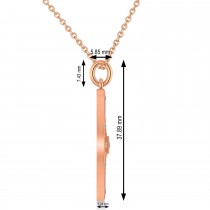 Large Compass Pendant For Men Aquamarine & Diamond Accented 14k Rose Gold (0.38ct)