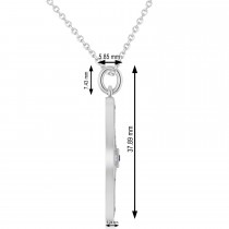 Large Compass Pendant For Men Blue Sapphire & Diamond Accented 14k White Gold (0.38ct)