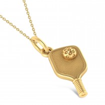 Pickleball Paddle Pendant Necklace 14K Yellow Gold