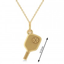 Pickleball Paddle Pendant Necklace 14K Yellow Gold