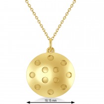 Large Pickleball Pendant Necklace 14k Yellow Gold