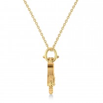 Motorcycle Charm Men's Pendant Necklace 14K Yellow Gold