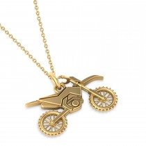 Motorcycle Charm Men's Pendant Necklace 14K Yellow Gold