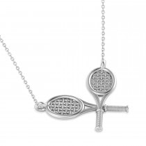 Double Tennis Racket Charm Pendant Necklace in Sterling Silver