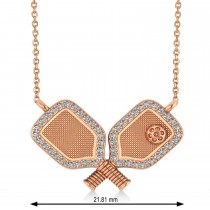 Diamond Dual Pickleball Paddles Pendant Necklace 18K Rose Gold (0.25ct)