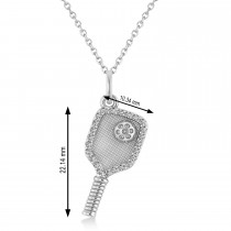 Diamond Pickleball Paddle Pendant Necklace 14k White Gold (0.24ct)